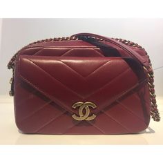 Authentic Chanel Cruise 2016 Camera Bag. This Bag Is Made Of Shiny Lambskin And Features The Chevron Pattern And Includes A Removable Flat Pouch. In Excellent Condition With No Signs Of Wear On Outside Of Purse. Small Scratches On Inside But Hardly Noticeable. Comes With Authentication Card But No Original Box Or Tags. Dimensions Measure 5.9” X 8.7” X 2.4” Extremely Rare And Hard To Find Anywhere. Luxury Burgundy Evening Bag, Luxury Red Pouch Bag, Luxury Red Clutch Bag, Chic Red Bags For Everyday Luxury, Luxury Red Shoulder Bag With Removable Pouch, Designer Burgundy Bags For Formal Occasions, Red Bags With Gold-tone Hardware For Everyday Luxury, Luxury Red Shoulder Bag For Everyday, Designer Red Shoulder Bag For Formal Occasions