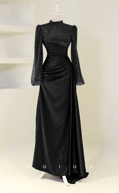 Prom Dress With Long Sleeves, Pagent Dresses, Dress Muslim Modern, Felting Diy, Hijab Dress Party, Black Dresses Classy, Gowns Dresses Elegant, Fancy Dresses Long, Modest Dresses Casual