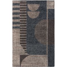 an area rug with various shapes and colors