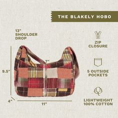 CONFIDENTLY COUNTRY: Crimson, khaki and espresso brown plaid patchwork pair well with your daily look for a traditional country patchwork vibe.SIZED JUST RIGHT: Not too big and not too small, the Blakely measures 11" wide, 9.5” high at the sides (7" in the middle), and 4" deep. The shoulder strap is 22.5" long with a 13" drop. It’s the perfect hobo-style bag to carry everything you need!PLENTY OF POCKETS: With 2 inside slip pockets, 1 inside zip pocket, and 2 outside slip pockets, the Blakely ma Espresso Brown, Americana Fashion, Hobo Style, Brown Plaid, Diamond Quilt, Daily Look, How To Better Yourself, In The Middle, Espresso