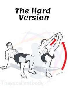 two men are doing yoga exercises with the words, the hard version