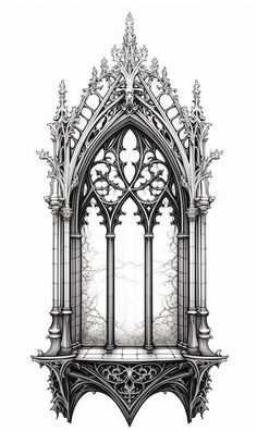 an architectural drawing of a gothic window