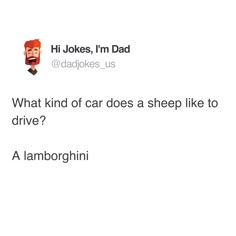 a tweet that reads, what kind of car does a sheep like to drive?