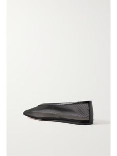 LE MONDE BERYL Luna leather-trimmed mesh ballet flats | NET-A-PORTER 15% Off Sale, Net A Porter, Comfortable Flats, Black Mesh, Black Heels, Ballet Flats, Women Collection, Luxury Design, Mesh