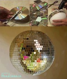 there is a disco ball that has been cut into pieces