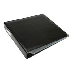 a black binder on a white background