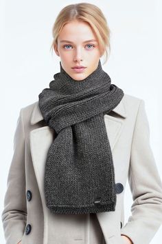 A unisex knit scarf in 100% merino wool, nice and cozy. Light weight so won't feel too bulky. *   100% Australian merino wool *   Super soft, Non-itchy *   Handmade in the USA *   Dry clean, or hand wash cold and lay flat to dry. Do not iron. For more long scarves, please visit https://www.etsy.com/shop/vobelleco/?etsrc=sdt&section_id=15970438 Casual Black Wool Scarf, Cozy Gray Scarf For Cold Weather, Cozy Gray Scarves For Cold Weather, Cozy Soft Wool Knit Scarves, Casual Merino Wool Scarf For Winter, Winter Cashmere Scarves For Cold Weather, Knitted Wool Scarves For Fall, Warm Wool Scarves For Fall, Knit Wool Scarves For Fall