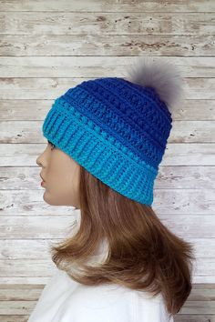 "This Ready to Ship Handmade Womens Average Winter Hat with Detachable Pom Pom is cute and comfortable.  This  Crochet Pom Pom Beanie for Women fits snug and is sure to keep your ears covered and protected from the cold!  My shop link:  https://etsy.me/2Da772L Head Size Guide - these are based on averages. Teen/Small Adult - 21\" Average Adult - 22\" Large Adult - 23\"  Due to different monitor screen color resolutions, the item colors may differ slightly from what you see. All items in my shop are 100% hand crocheted by me.  This hat is made of 100% acrylic yarn and the pom-pom is made from acrylic and polyester." Womens Winter Hat, Flapper Cloche, Womens Beanie, Beanie With Pom Pom, Hat Pom Pom, Knit Winter Hat, Beanie With Pom, Pom Pom Beanie Hat, Beanie Hats For Women