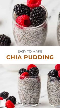 chia pudding with berries and raspberries on top