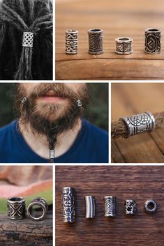 Viking Accessories Men, Beard Jewelry Vikings, Men Hair Accessories, Viking Beard Beads, Viking Man Hair, Men Viking Hair, Viking Men Hair, Viking Make Up Men, Modern Viking Men