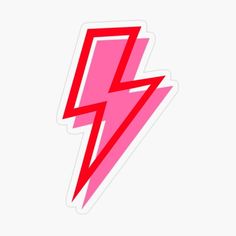 a pink and red lightning bolt sticker