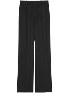 Embrace your inner disco diva with these chic flared pants, crafted from the finest silk for a luxuriously smooth and shiny finish. In a sleek noir shade, they're a versatile addition to your wardrobe. Whether you're hitting the dance floor or strutting down the boulevard, you'll be turning heads in style. Size: 36 for a perfect fitting Color: Noir (1000), an always fashionable, easy to match shade Composition: Silk, for a high-end, sumptuous feel | Saint Laurent Women's Satin Flared Pants in No Trendy Night Out Outfits, Black Flared Trousers, High Waisted Flare Pants, Satin Pants, Silk Trousers, High Waisted Flares, Night Out Outfit, Straight Trousers, Flared Pants