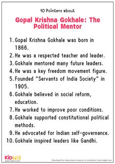 Gopal Krishna Gokhale, born in 1866, was a visionary leader, educator, and reformer who championed peaceful methods, education, and social upliftment, inspiring India’s freedom movement...
The post Essay –  Gopal Krishna Gokhale: The Political Mentor appeared first on Kidpid.