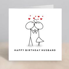 a happy birthday card with an image of two people kissing and hearts in the background