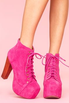 Loving this color... okay so I'm in love with Jeffery Campbell. Platforms Outfit, Cute High Heels, High Heeled Boots, Pink Boots, Hype Shoes, Fashion Heels, Pink Shoes