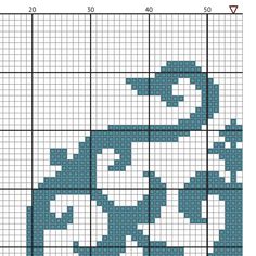 a cross stitch pattern with an image of the pokemon character in blue, white and black