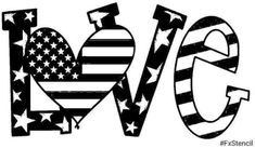 the word love with an american flag on it