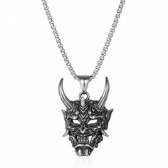 ProductNo SP240626EPJN Yards (cm) ONE SIZE UK90 Stile Punk Rock, Man Necklace, Gold Horns, Skull Pendant Necklace, Halloween Necklace, Mask Necklace, Mens Chain Necklace, Classic Necklace, Estilo Hip Hop