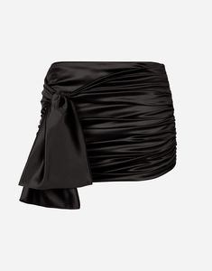 Find DOLCE & GABBANA Short Draped Satin Skirt With Side Bow on Editorialist. Short draped satin skirt with band that ties to a bow on the side: Black Regular rise Satin lining Rear zipper and hook-and-eye fastening The piece measures 40 cm from the waist down on a size IT 40 The model is 175 cm tall and wears a size IT 40 Made in Italy Anti Romantic, Rock Look, Silk Mini Skirt, Satin Mini Skirt, Designer Skirts, Elevate Your Outfit, Dion Lee, Dolce E Gabbana, Satin Skirt