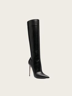 Brand Description: The Prestyn High-Stiletto Boots redefine modern elegance with a daring and sleek silhouette. These boots are crafted from premium PU leather, offering a refined, glossy finish that instantly elevates any outfit. With a 12cm stiletto heel, they add a confident lift while maintaining comfort through soft lining and a structured design. Perfect for nights out, formal events, or making a statement in everyday wear, these boots elongate the leg and exude a sophisticated, bold charm Sleek Patent Leather Heeled Boots For Work, Chic Winter Calf Leather Heels, Elegant High Ankle Boots For Evening, Chic Winter Heels In Calf Leather, Sleek Patent Leather Boots For Business, Luxury High Ankle Heels For Formal Occasions, Luxury High Ankle Heeled Boots For Evening, Chic Calf Leather Heels For Winter, Sleek Patent Leather Boots For Office