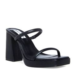 Brand New With Tags Never Worn Flawless Condition Steve Madden Polly Vegan Leather Strappy Slide Heeled Sandals In Black Multiple Sizes Available Please Feel Free To Comment/Message With Any Inquiries Prior To Purchase. We Are Happy To Answer Any And All Questions. Our Customer's Satisfaction Is Our Main Priority We Are Always Open To Reasonable Offers Breezy, Minimalist, Mob Wife Aesthetic, Strappy, 90's, Blogger Favorite, Preppy, Academia, Trendy Date Night Platform Sandals In Synthetic, Date Night Platform Sandals, Date Night Synthetic Platform Sandals, Synthetic Sandals With Stacked Heel For Date Night, Sleek Synthetic Sandals For Night Out, Square Toe Synthetic Sandals For Night Out, Synthetic Square Toe Sandals For Night Out, Leather Sandals For Date Night, Mob Wife Aesthetic