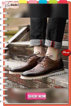 Men's Vintage Casual Brogue Shoes Masculine Lace-up Shoes With Brogue Detailing, Masculine Brogue Oxfords Lace-up, Masculine Lace-up Oxfords With Brogue Detailing, Masculine Lace-up Dress Shoes With Brogue Detailing, Casual Wingtip Oxfords For Business, Casual Wingtip Lace-up Business Shoes, Casual Wingtip Leather Shoes For Business Casual, Casual Wingtip Oxfords With Leather Sole, Brown Wingtip Leather Shoes With Cushioned Footbed