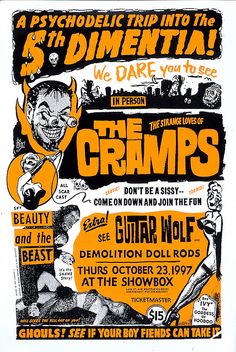 an old concert poster for the cramps