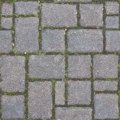 an image of a brick sidewalk with grass growing on it