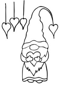 an image of a gnome with hearts hanging from it's ears and head in the air