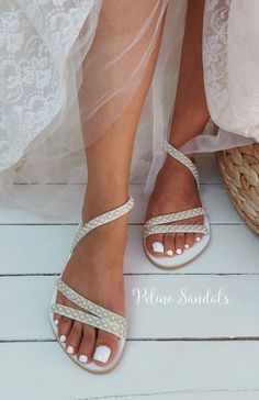 Each bridal sandal is made of genuine Greek leather in white or natural color decorated by hand with handmade bright small pearls. They are ideal to wear so you can dance the night away in comfort, don't forget to pack them to get your honeymoon. All Pelino shoes are made to ensure the highest level of comfort throughout the day. Full sizes only ** If you have half the size, go UP to the nearest full size. This model has narrow straps, please if you have wide legs or wide ankle choose a larger s White Barefoot Sandals For Spring Party, Elegant Summer Wedding Shoes In Pearl White, Elegant Pearl White Wedding Shoes For Summer, Handmade White Ankle Strap Sandals, Pearl Sandals For Summer Party, Summer Open Toe Pearl Wedding Shoes, Summer Wedding Pearl Open Toe Shoes, Elegant Handmade Sandals For Spring, Cream Open Toe Wedding Shoes For Summer