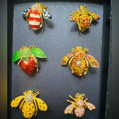 Lot Of Joan Rivers Rare Bee Brooches. Perfect Condition Patriotic Bee Strawberry Bee Sunflower Bee Fall Bee Autumn Bee With Leaves Crystal Pink Bee Luxury Multicolor Brooches As Gift, Luxury Multicolor Brooches For Gifts, Bee Jewelry Bracelets, Gold Bee Bracelet, Joan Rivers Jewelry Vintage, Bumble Bee Brooch, Joan Rivers Jewelry, Work From Home Companies, Bee Brooch