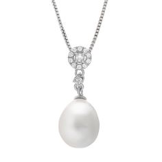 "Showcase your sophisticated sense of style when you add this luminous freshwater cultured pearl and white topaz pendant to your look. Comes in a gift boxPENDANT DETAILSPendant length: .87 in. Chain length: 18 in. Clasp: lobster-clawMetal: rhodium-plated sterling silverCULTURED PEARL DETAILSType: freshwaterShape: dropSize: 8.5-9 mmColor: whiteSTONE DETAILSStone type: genuine white topazTotal weight: 1/10 ct.Shape: roundSetting: paveGemstones may have been treated to enhance their appearance. Spe Fashion Tips For Girls, Topaz Pendant, White Stone, White Topaz, Cultured Pearls, Pearl Pendant, Chain Lengths, Chain Length, Rhodium Plated