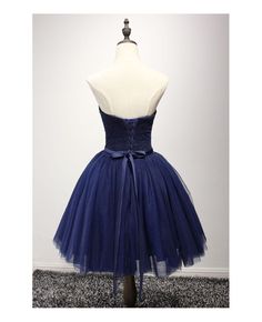 Shop cheap navy ball-gown sweetheart short tulle homecoming dress with beading online. Custom-made any plus size or color. Pro since 2009. Navy Blue Dama Dresses, Blue Dama Dresses, Blue Birthday Dresses, Navy Ball, Tulle Homecoming Dress, Blue Tulle, Short Homecoming Dress, Beads Online, Tulle Prom Dress