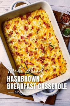 a casserole dish with hash browns in it