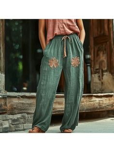 Women's Elegant Bottoms, Women's Linen Bohemian Wide-leg Trousers Bohemian Wide-leg Pants With Drawstring, Bohemian Wide-leg Rayon Pants, Pantalon Large, Linen Women, Wide Leg Trousers, Wide Leg, Trousers