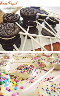 an image of oreo pops with sprinkles on them