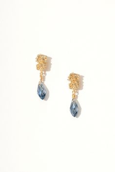 Marseille Crystal Drop Earrings Cobblestone Streets, Crystal Drop Earrings, Crystal Drop, The Mediterranean, Blue Crystals, 14kt Gold, Bridal Looks, Timeless Beauty, Jewelry Accessories