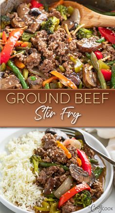 ground beef with peppers over rice Hamburger And Asparagus Recipes, Ground Meat And Vegetable Recipes, Klinio Recipes, Beef Stir Fry Recipe, Ground Beef Stir Fry, Ground Beef And Broccoli, Cozy Cook, Ground Beef Rice, Beef Stir Fry Recipes