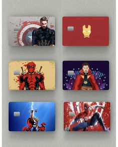 the avengers and deadpool credit cards have been designed to look like they are in different colors