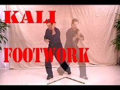 two people standing in front of a backdrop with the words kalli footwork