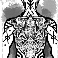 an image of the back of a man's torso with celtic symbols on it