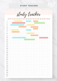 the study tracker for students with colorful lines