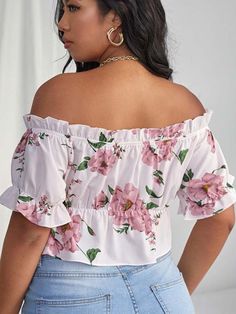 Introducing our White Floral Off-Shoulder Top in size 4XL – a delightful addition to your wardrobe for casual evenings and parties. This charming top effortlessly combines style and comfort, making it the perfect choice for various occasions.The off-shoulder neckline adds a touch of femininity and allure, while the floral printed design adds a dash of elegance and freshness. The shirring and ruffles provide texture and flair, creating a dynamic look that's both chic and playful.Available in plus Chic Blouses, Casual Evening, Women Shirts Blouse, Summer Fashion Outfits, Lace Shirt, Off Shoulder Tops, Long Blouse, Lace Tops, Printed Design