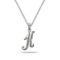 Wear this stylish pendant necklace to enhance your daytime and evening attire. This classic initial features a polished script alphabet letter, perfect as a dainty necklace for all. This letter pendant necklace dangles from an 18-inch rolo chain and secures with a spring ring clasp. They are crafted of fine sterling. This trendy necklace in fine jewelry is a great addition to your sterling silver jewelry and personalized jewelry collections. It can be purchased as gifts for women, teens and girls. Size: one size.  Gender: female.  Age Group: kids. Letter Pendant Necklace, Trendy Necklaces, Letter Pendants, Sterling Silver Necklace Pendants, Dainty Necklace, Spring Rings, Sterling Silver Pendants, Personalized Jewelry, Sterling Silver Jewelry