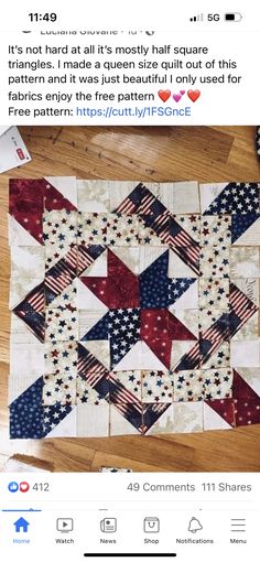 an american flag quilt is displayed on the floor with text that reads, it's not hard