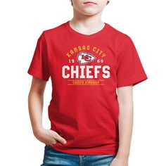 PRICES MAY VARY. Our Kansas City Chiefs Boys and Girls Short Sleeve Fan Shirt is made of soft and breathable cotton or cotton/rayon blend, featuring a graphic logo on the front and center of the shirt. this lightweight, relaxed fit kids tee is perfect for school, play or gameday. This Kansas City Shirt features a big, full-color print that gives it a super soft hand feel and will last for years to come. Combine that with the all-day comfort of our garment construction and you'll stand out on gam Girls Football, Nfl Kansas City Chiefs, Nfl Outfits, Football T Shirt, Football Tees, Fan Shirts, Workout Tshirts, High Quality T Shirts, Exercise For Kids