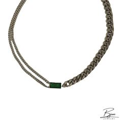 Bjux - Collar de acero de titanio esmeralda no pierde el color clavícula cadena de diseño r collar R Necklace, Necklace Emerald, Geometric Type, Chain Design, Steel Necklace, Style Korean, Emerald, Packaging, Chain