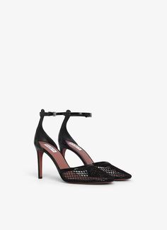 HIGH FISHNET PUMPS Elegant Black Fish Mouth Heels, Elegant Perforated Pointed Toe Heels, Alaia Shoes, Alaia Flats, Alaia Fishnet Flats, Crazy Horse Paris, Best Corset, Built In Wardrobe, Small Leather Goods