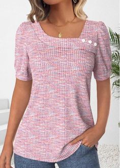 Color:Pink;Size:S;Size:M;Size:L;Size:XL;Size:XXL;Package Contents:1 X T Shirt;Occasion:Other;Style:Casual; Elegant Dresses Plus Size, Beach Bridesmaid Dresses, Swimwear Suits, Short Puff Sleeve, Plaid Outfits, Shirt Tunic Top, Black Swimwear, Plaid Tops, Online Tops