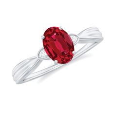 Product Details Indulge in the beauty of this exquisitely crafted Solitaire Ring. Its centerpiece is a stunning Oval Cut Created Ruby Solitaire, elegantly complemented by sparkling Round Shape Diamond stones. This ring exudes a charming appeal, making it a delightful choice for your beloved. A perfect symbol of love and affection that will captivate hearts. Product Information SKU SHP-RINGS0821185232 Width 3.8 mm Height 7 mm Weight 2.40 gm (Approximate) LAB CREATED RUBY INFORMATION No.of Stones 1 Pieces Total Weight 1.55 Carat (Approximate) Dimension(approx) Oval-6X8 mm-1 Pcs Color Red Cut Brilliant Shape Oval Setting Type Prong-Setting Quality Grade AAAA DIAMOND INFORMATION No.of Stones 2 Pieces Total Weight 0.02 Carat (Approximate) Dimension(approx) Round-1.30X1.30 mm-2 Pcs Color HI Cut Ruby Solitaire Ring, Love And Affection, July Birthstone Jewelry, Ring With Diamond, Signature Jewelry, July Birthstone, Timeless Jewelry, Love Symbols, Conflict Free Diamonds